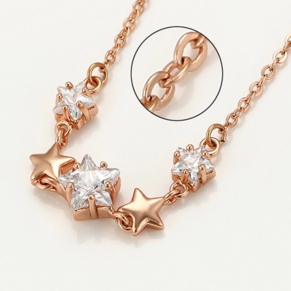 Adorable Star CZ 18KGP Necklace - Picture 3 of 10